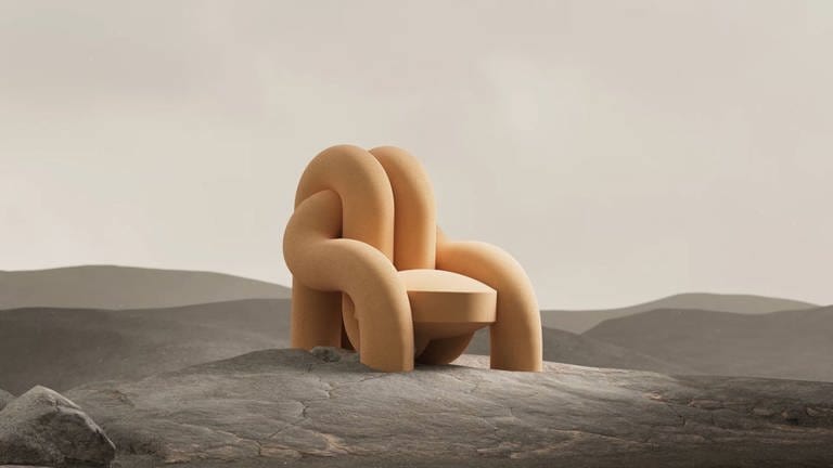 Der Sessel "Tangled" von Andrès Reisinger besteht aus verschlungenen Polstern