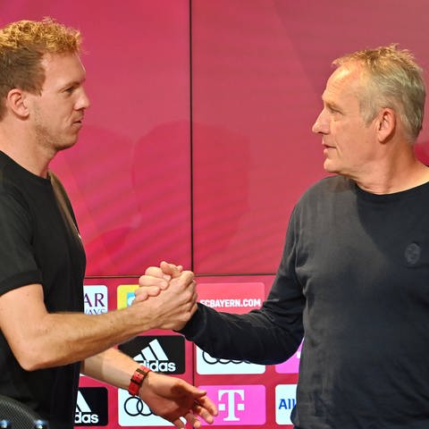 Bundestrainer Julian Nagelsmann und Freiburgs Trainer Christian Streich