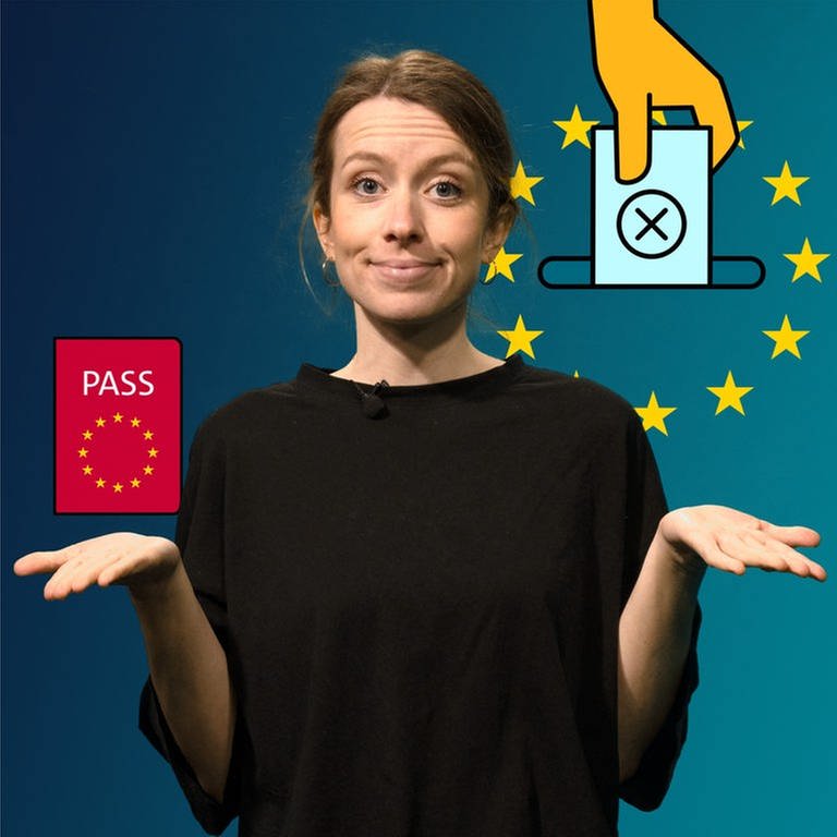 Symbolbild mit Europasternchen und Wahlkreuz zur Europawahl 2024 in Deutschland