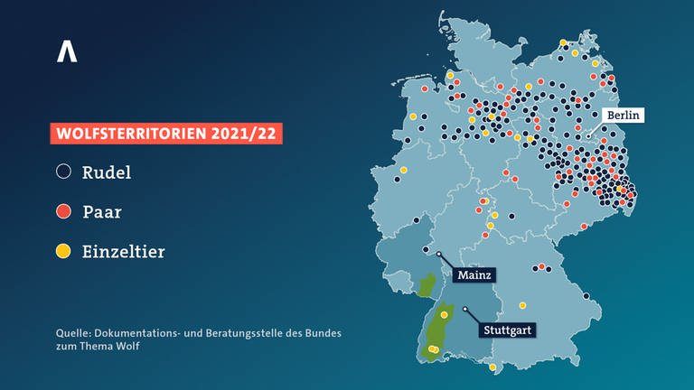 Wolfsterritorien in Detuschland (202122)