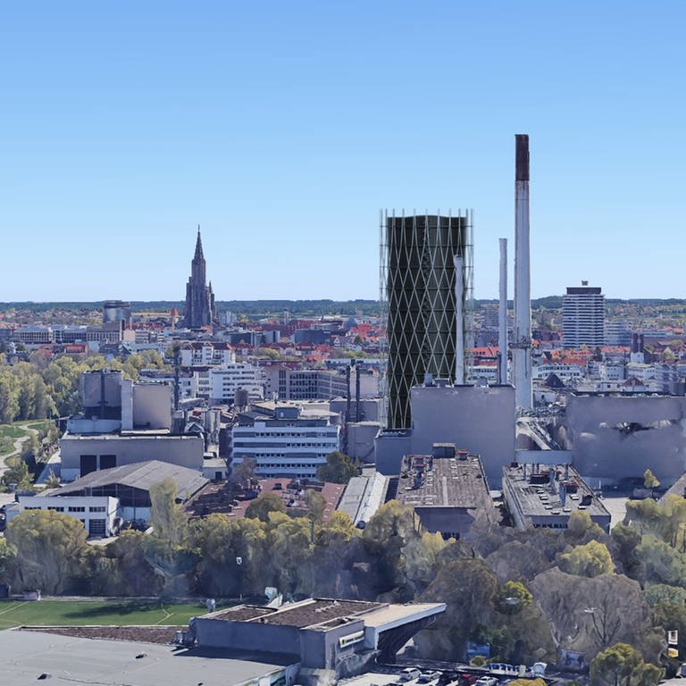 Er wird halb so hoch wie das Ulmer Münster: Der neue Turm der Fernwärme Ulm.