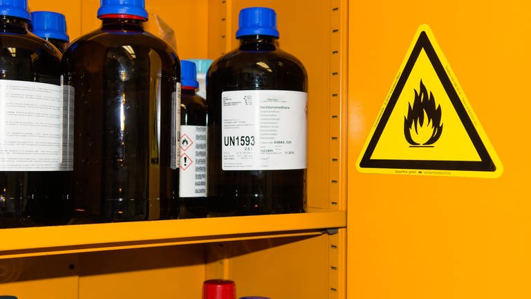 Brennbare Chemikalien in einem Labor