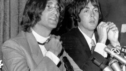John Lennon, left,and Paul McCartney