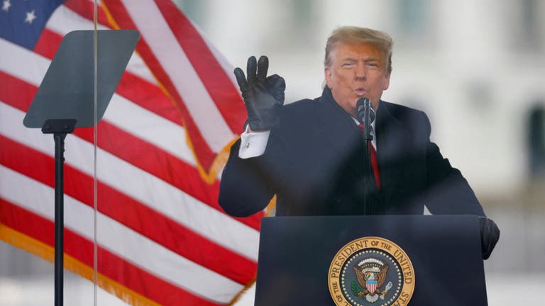 Donald Trump bei einer Rede am Tag des Sturms auf das Kapitol 2021 (Foto: REUTERS)