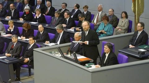 Bundestagspräsident Wolfgang Thierse hält eine Rede. (Foto: dpa Bildfunk, picture-alliance / dpa | Jockel_Finck)