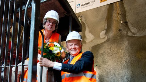 Tunneltaufe mit Simone Herrmann und Bahnchef Rüdiger Grube