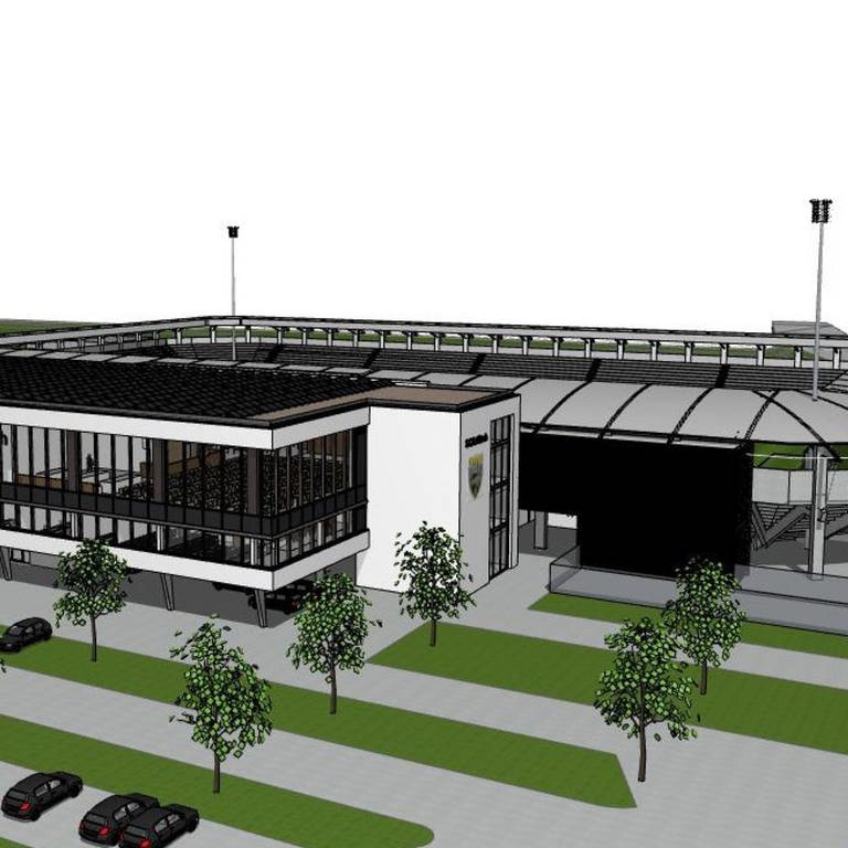 Ein Planungsentwurf für das neue Stadion ist zu sehen.