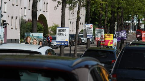 Wahlplakate am Straßenrand zur Kommunalwahl