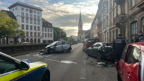 Unfall auf dem Luisenring in Mannheim (Foto: SWR)