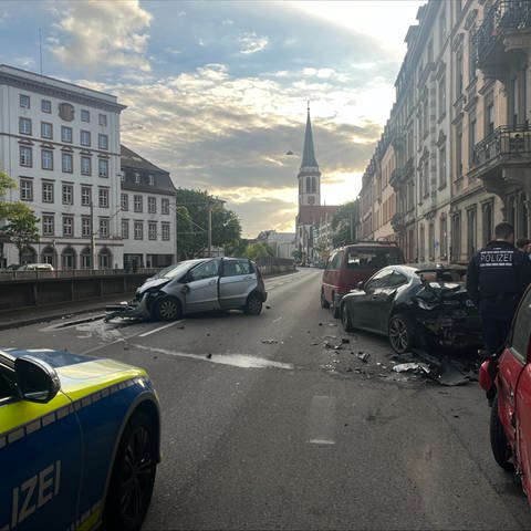 Unfall auf dem Luisenring in Mannheim (Foto: SWR)