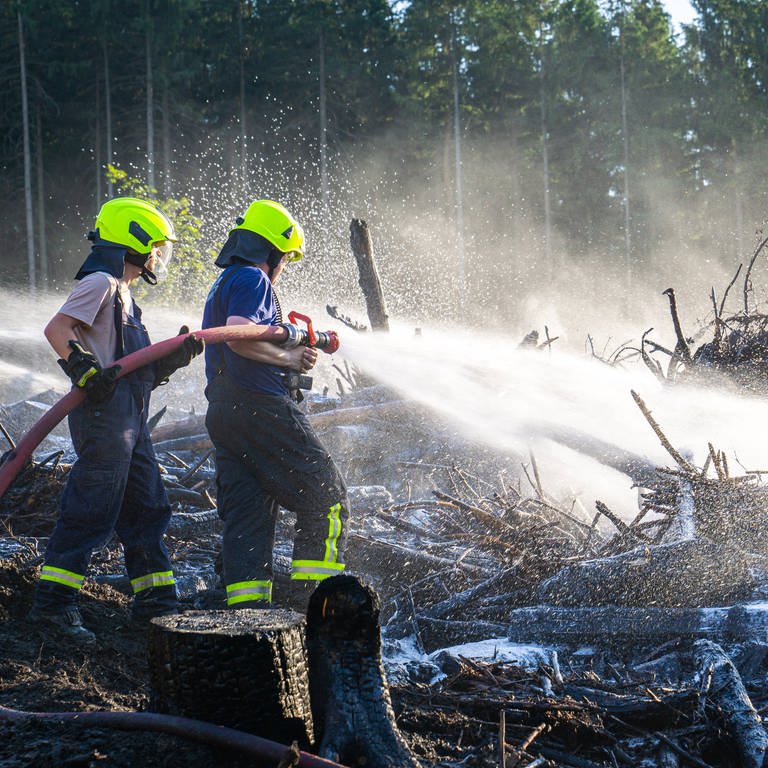 Auf dem Truppenübungsplatz in Baumholder wird eine Waldbrandübung simuliert. (Foto: IMAGO, März)