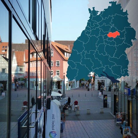 Symbolbild Wahlkreis 264 Waiblingen Bundestagswahl 2021 in Baden-Würrtemberg (Foto: Stadt Waiblingen, Karte & Montage: SWR)