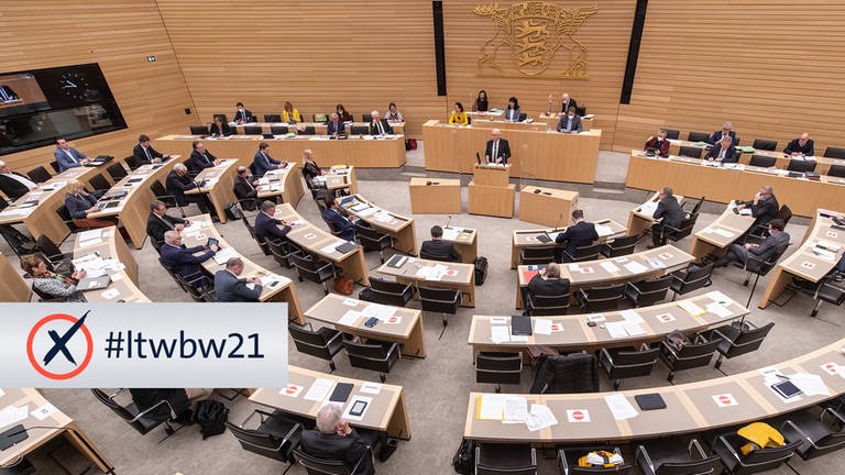 Landtagswahl Baden-Württemberg 2021: Multimediales Wahlspecial des SWR (Foto: dpa Bildfunk, SWR, Christoph Schmidt / Schriftzug SWR)