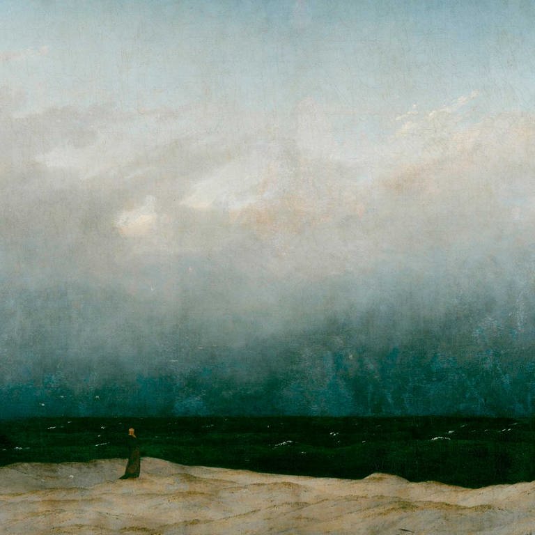 Der Mönch am Meer, Gemälde von Caspar David Friedrich,  Öl auf Leinwand,  Jahr 1808,  Nationalgalerie Berlin