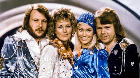 Foto der ABBA-Mitglieder im Rahmem des Eurovision Song Contest 1974