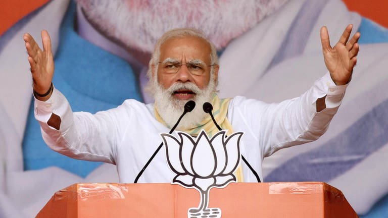Indiens Premierminister Narendra Modi während einer Wahlkampfkundgebung am 1. November 2020 in Samastipur. Seit der Hindu-Nationalist Modi Indien regiert, wird die muslimische Minderheit zunehmend an den Rand gedrängt.