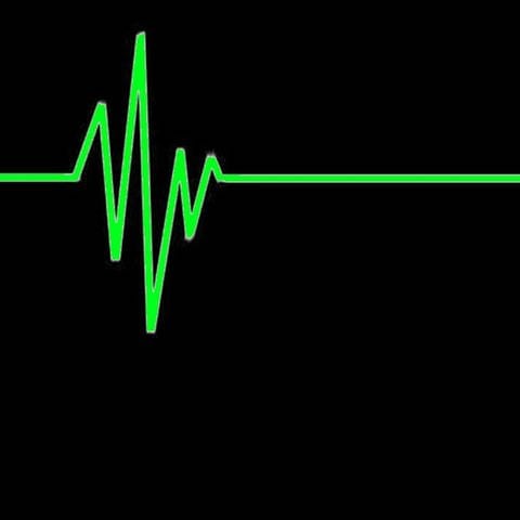 Eine Illustration der grünen Linie, die einen Herzschlag und dann eine flache Linie auf einer schwarzen Linie zeigt (Foto: IMAGO, IMAGO / Wirestock)