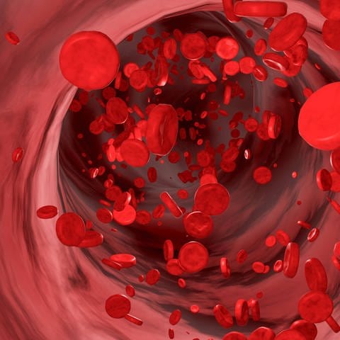Symbolbild - Grafik: Blutzellen, die durch die Vene fließen.