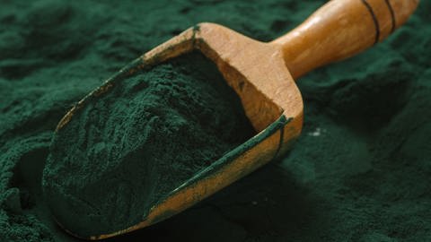 Spirulina dient als natürlicher Farbstoff – die kräftige grüne Farbe ist gefragt für Blau- und Grünfärbungen bei Weingummis zum Beispiel.