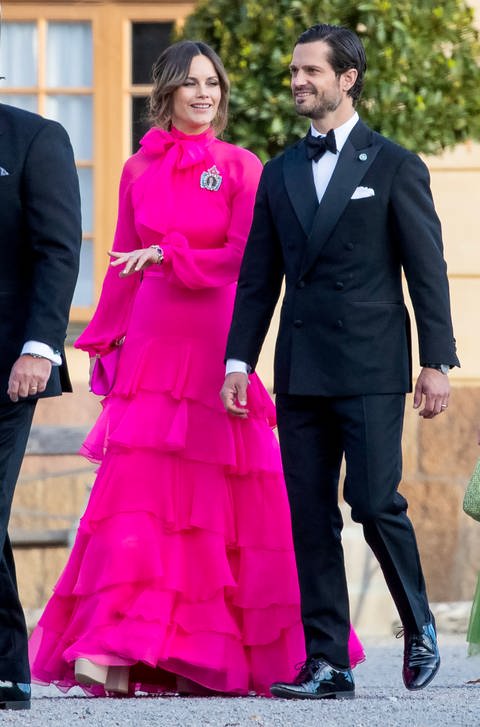 Prinzessin Sofia und Prince Carl Philip von Schweden treffen auf Schloss Drottningholm ein.