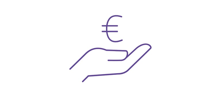 Hand mit Eurozeichen als Piktogramm