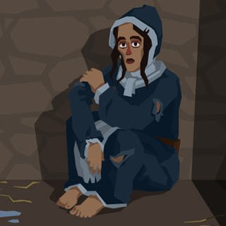 Eine vermeintliche Hexe im Kerker: Szene aus dem Online-Game zur Geschichte des Südwestens