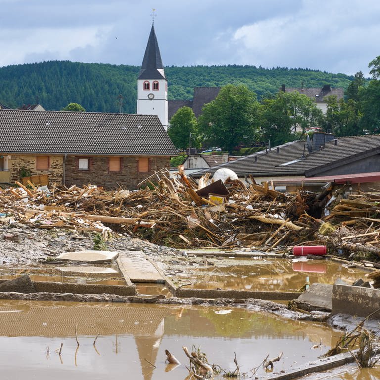 Dorf Schuld am Tag nach dem Unwetter und Hochwasser im Sommer 2021. (Foto: dpa)