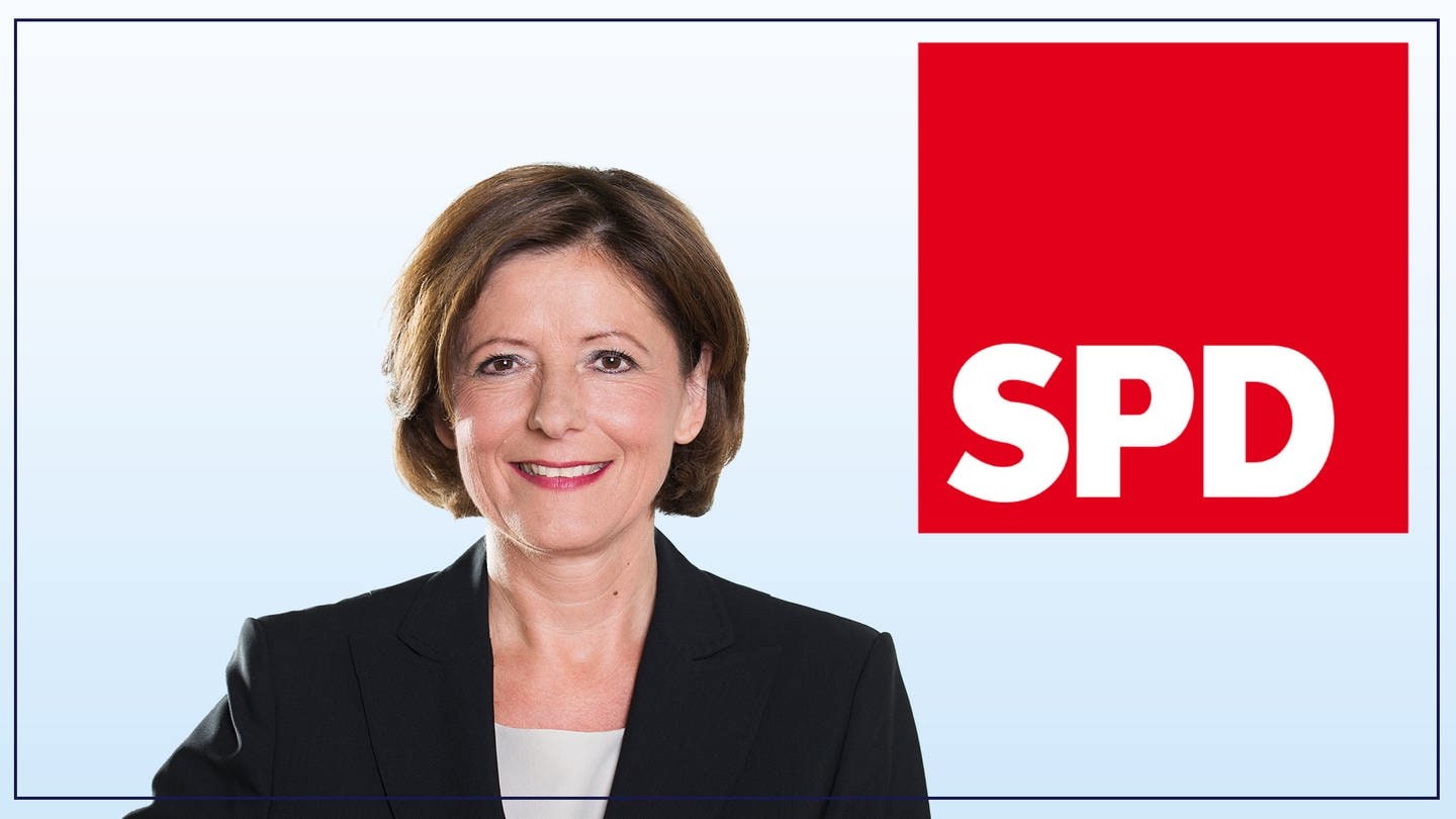 Malu Dreyer neben dem Partei·Logo von der SPD. (Foto: Pressestelle, SPD Rheinland-Pfalz, Collage SWR)
