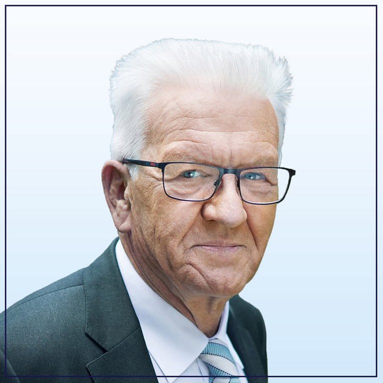 Winfried Kretschmann, Spitzen·kandidat von der Partei Die Grünen. (Foto: Pressestelle, BÜNDNIS 90/DIE GRÜNE Baden-Württemberg, Collage SWR)