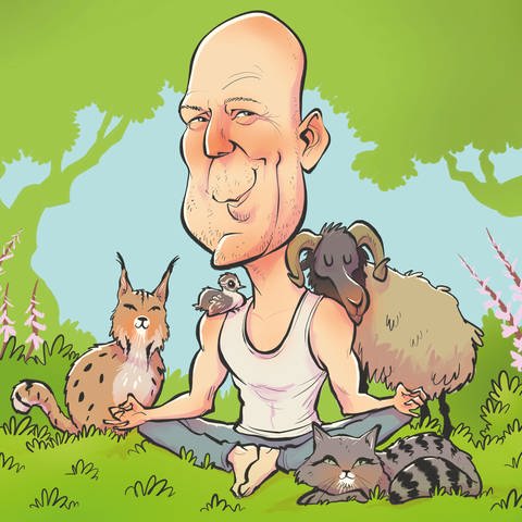 Bruce Willis mit Tieren in der Natur - knallhart entspannt