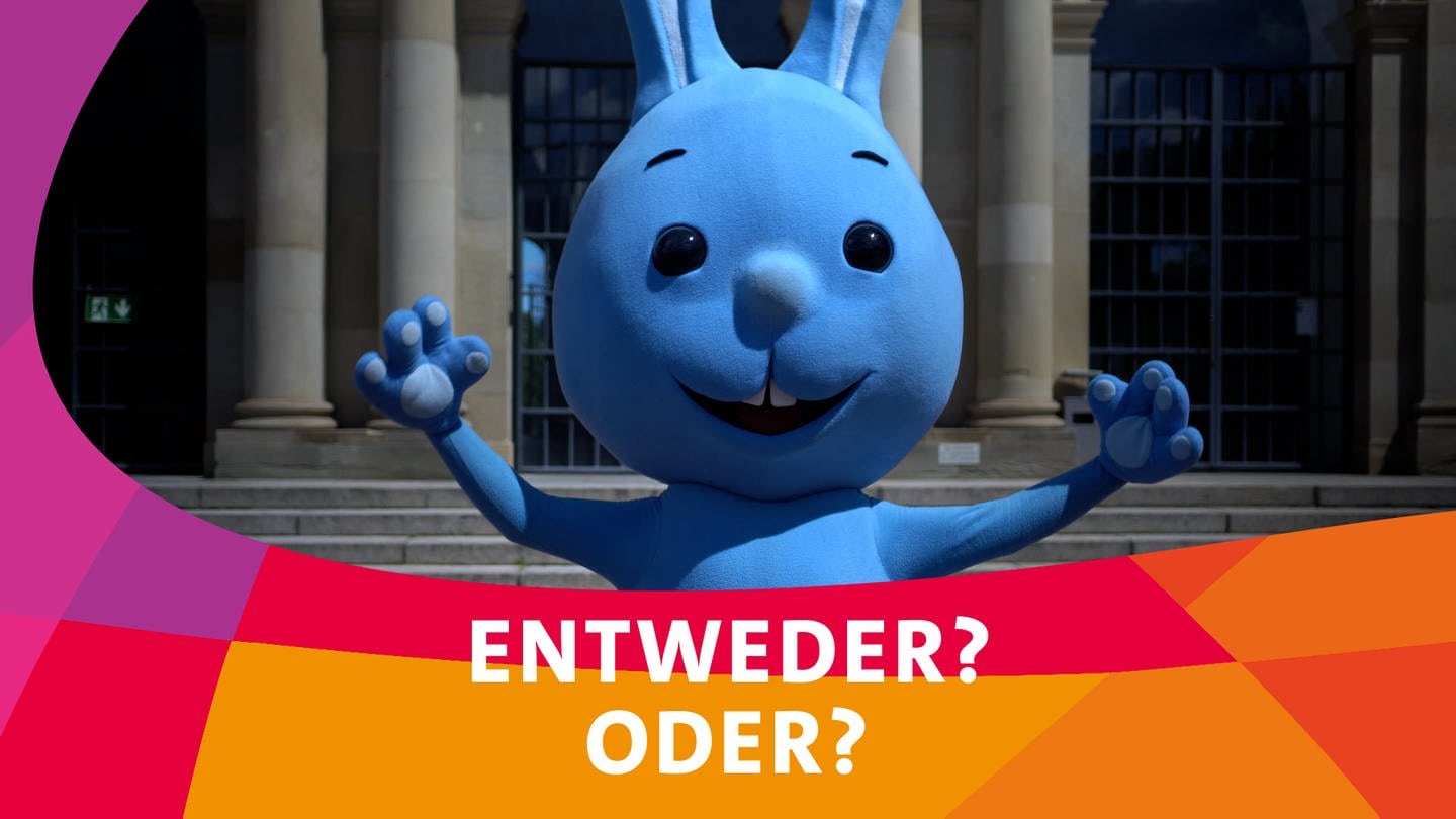 Die Maus, Günter Kastenfrosch und das KiKANiNCHEN spielen gemeinsam das „Entweder? Oder?-Spiel“ – die SWR Sommerfestival Edition. (Foto: SWR)