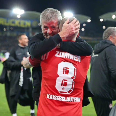 FCK-Kapitän Jean Zimmer und Trainer Friedhelm Funkel hoffen auf die Pokalüberraschung gegen Leverkusen. 