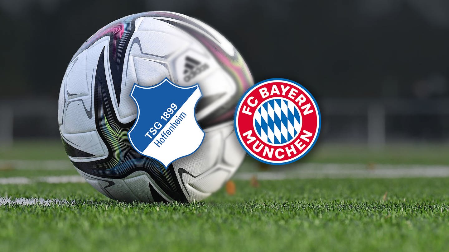 Ein Fußball, daneben das Logo der TSG Hoffenheim und das des FC Bayern München (Foto: SWR)