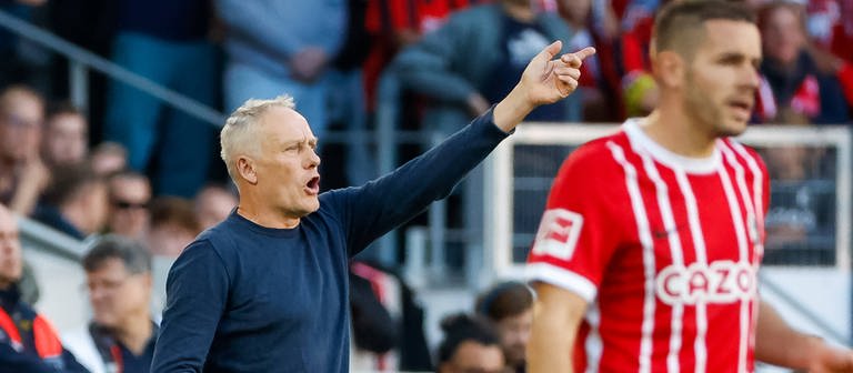 Freiburgs Trainer Christian Streich will bei Qarabag Agdam auf Sieg spielen lassen.  (Foto: IMAGO, Imago / Eibner)