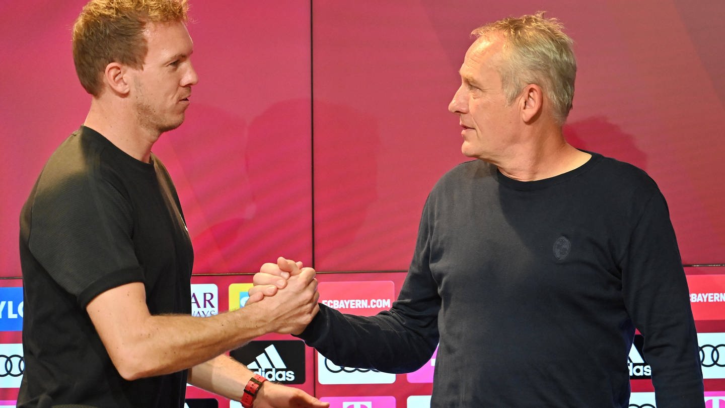 Bundestrainer Julian Nagelsmann und Freiburgs Trainer Christian Streich (Foto: IMAGO, IMAGO / Sven Simon)