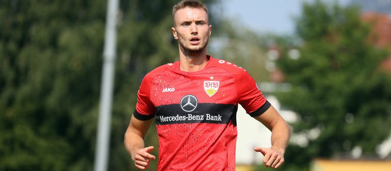 Sasa Kalajdzic (VfB Stuttgart) beim Testspiel gegen Arminia Bielefeld (Foto: picture-alliance / Reportdienste, picture alliance / Pressefoto Rudel | Robin Rudel)