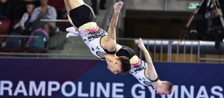 Matthias Pfleiderer und Fabian Vogel gewinnen Gold bei der Trampolin-WM in Sofia.  (Foto: IMAGO, IMAGO / Schreyer)