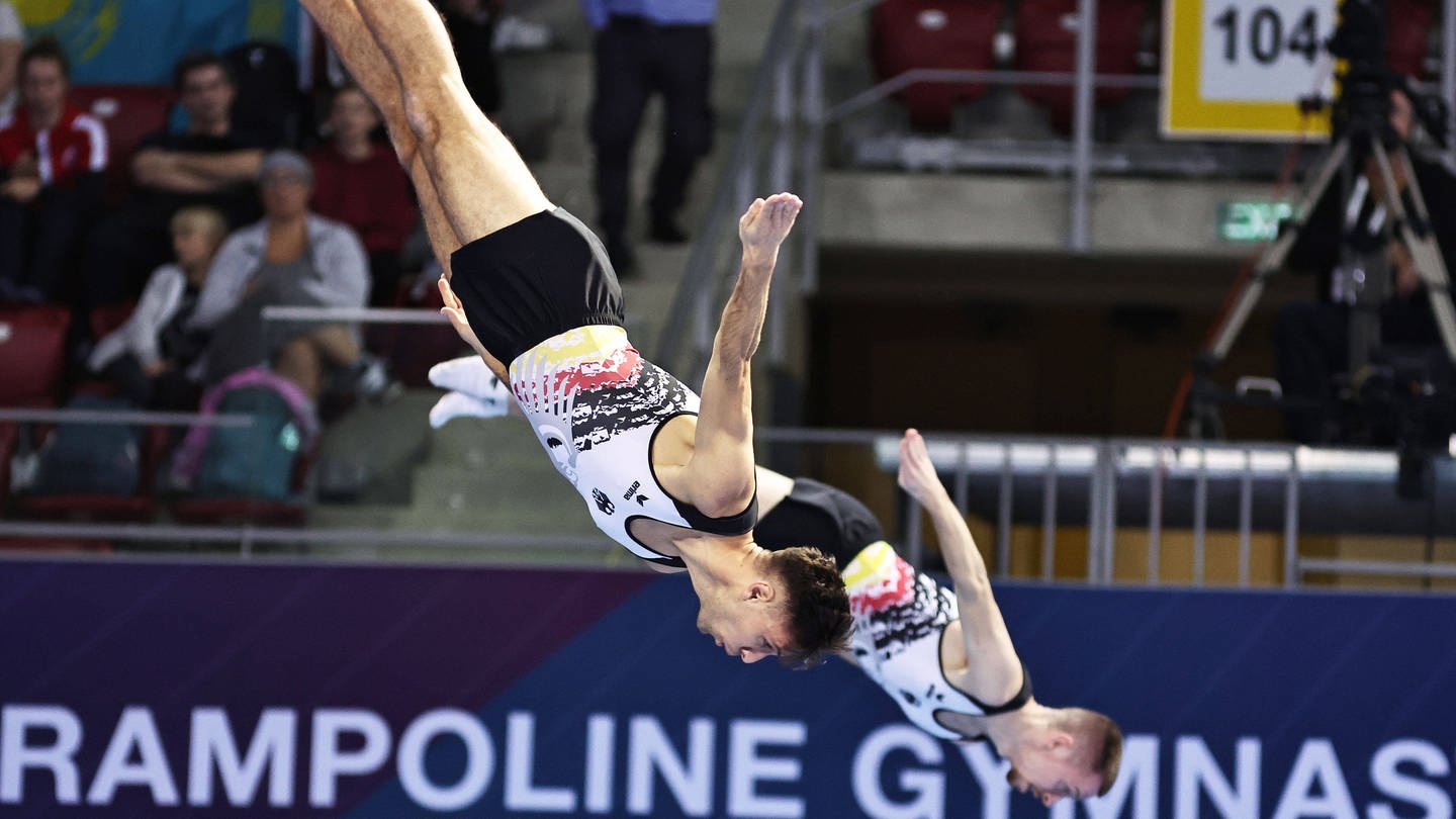 Matthias Pfleiderer und Fabian Vogel gewinnen Gold bei der Trampolin-WM in Sofia. (Foto: IMAGO, IMAGO / Schreyer)