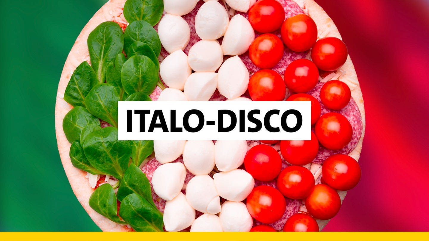 SWR1 Italo-Disco - die größten Hits aller Zeiten aus dem sonnigen Italien. Der Schriftzug 