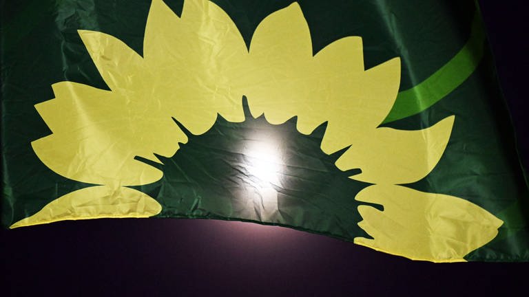Es weht eine Fahne von Bündnis 90Die Grünen (Foto: dpa Bildfunk, Picture Alliance)