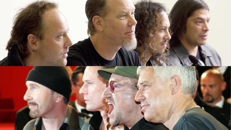 Collage aus den Bands Metallica und U2