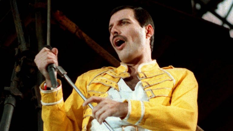 Freddie Mercury steht auf der Bühne (Foto: picture-alliance / Reportdienste, Picture Alliance)