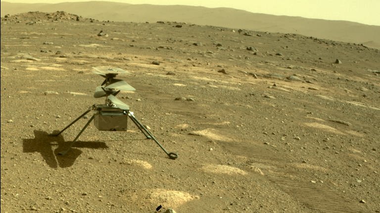 Perseverance Projekt der NASA: "Ingenuity", die Mars-Drohne, wird für den Erstflug vorbereitet (Foto: NASA/JPL-Caltech/MSSS)