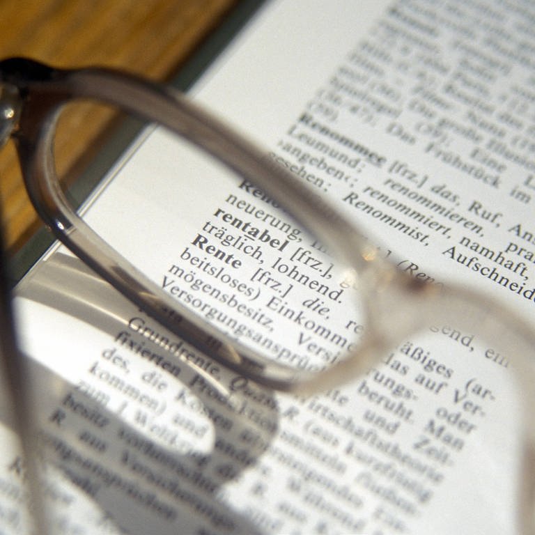 Rente Wörterbuch Brille
