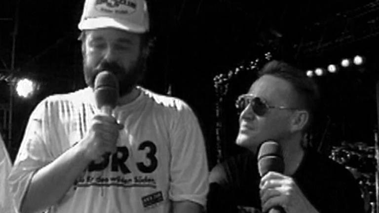 Thomas Schmidt, mit Stefan Siller (l.) und Matthias Holtmann (r.) bei der SDR 3 Hitparade 1994
