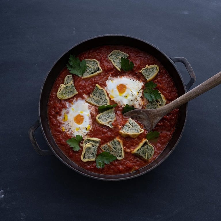 Schwäbische Shakshuka mit Maultaschen