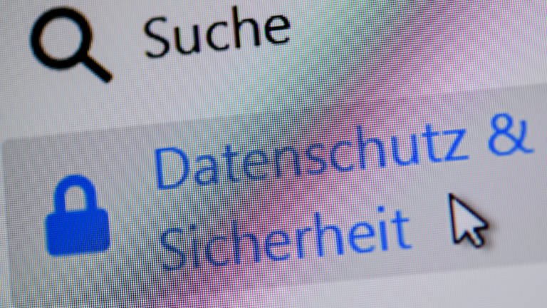 "Datenschutz und Sicherheit" auf Computermonitor (Foto: SWR)