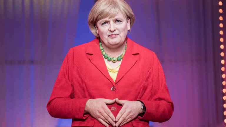 Florian Sitte in seiner Paraderolle als Angela Merkel