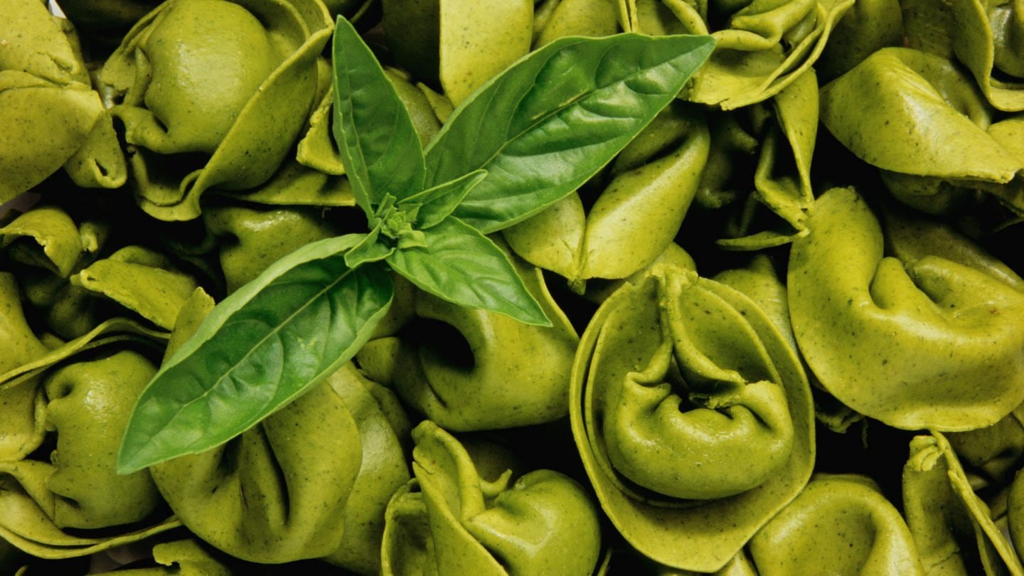 Grüne Tortelloni mit Basilikum - 