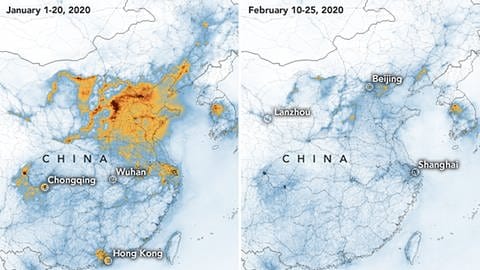 Luft wird in China besser wegen Corona (Foto: picture-alliance / Reportdienste, picture alliance/-/NASA/dpa)